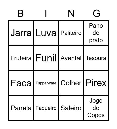 Bingo do Chá da Thaís Bingo Card