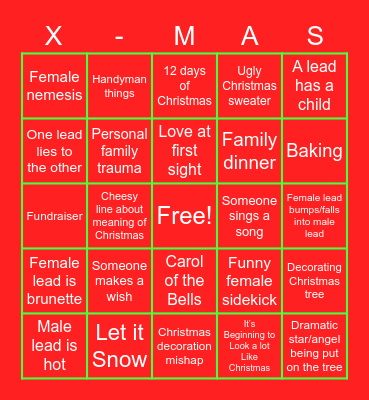 Hallmark Movies Bingo Card