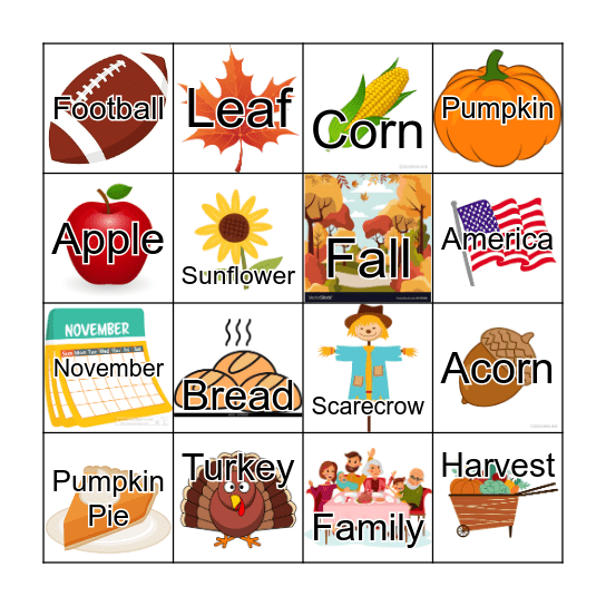 Thanksgiving Bingo Card