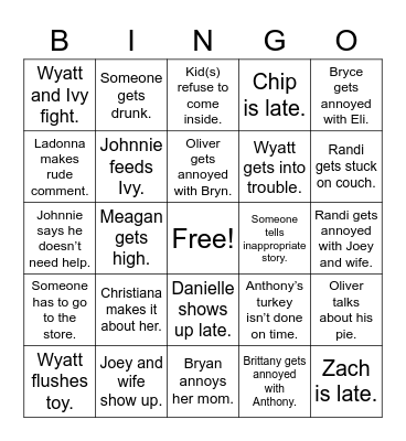 Thanksgiving 2022 Bingo Card