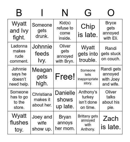 Thanksgiving 2022 Bingo Card