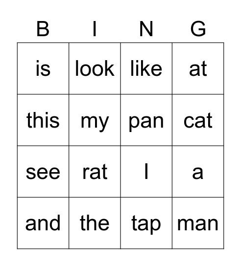 kinder month 4 words Bingo Card