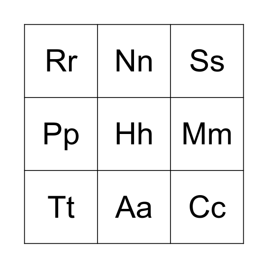 Letters through Unit 4 Bingo Card
