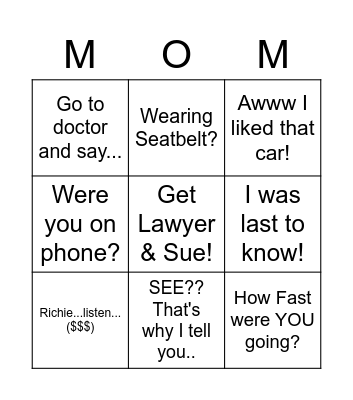 Car Accident Fri Aug-19 Bingo Card