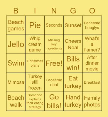 Thanksgiving Bingo Card