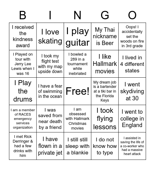 Who am I? Bingo Card