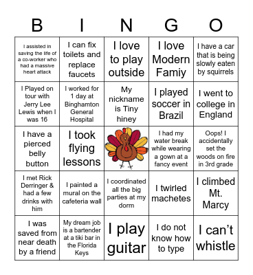 Who am I? Bingo Card