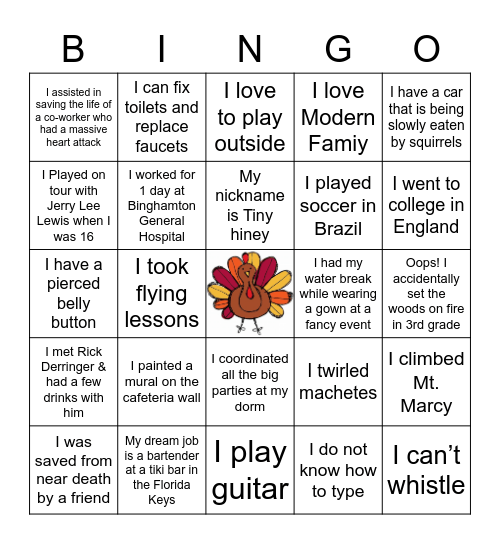 Who am I? Bingo Card