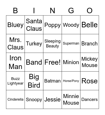 Harper's Parade Bingo Card