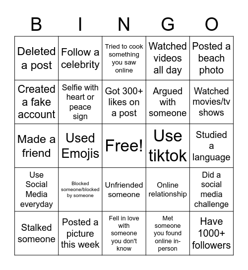 Internet Bingo Card