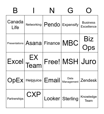 Career Bingo Card
