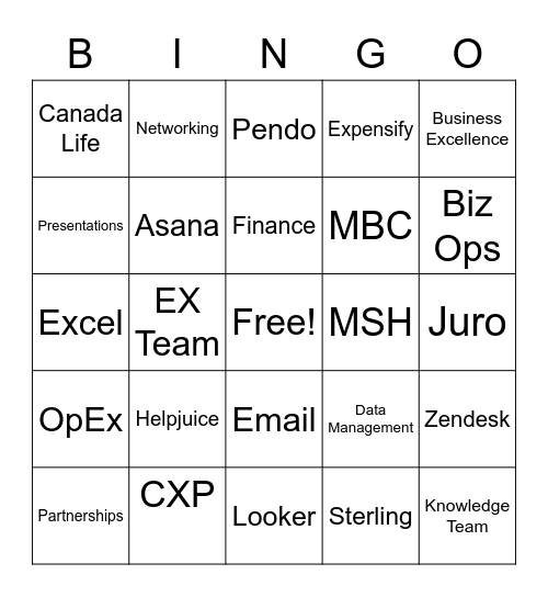 Career Bingo Card