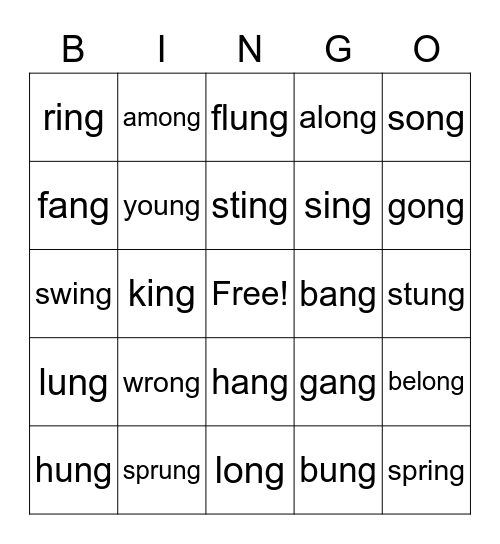 ng Bingo Card
