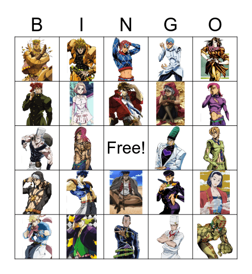 Kris’ favorite JJBA characters (parts 1-5) Bingo Card