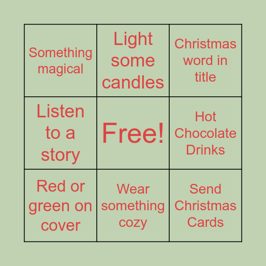 CHRISTMAS READING Bingo Card