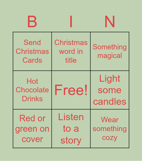 CHRISTMAS READING Bingo Card