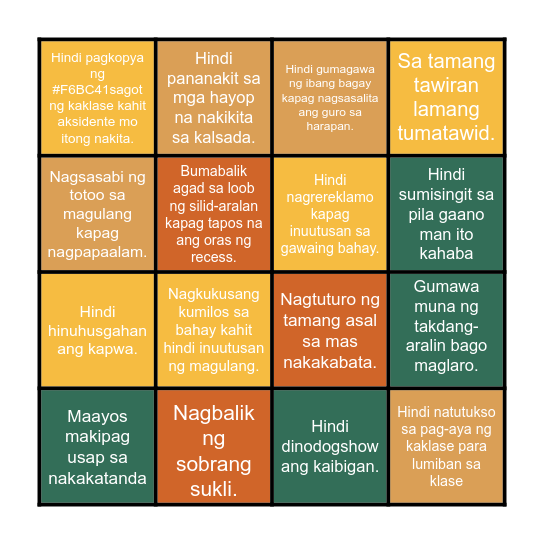 BINGOOD Bingo Card