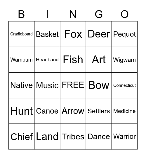 Native Bingo Card