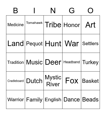 Native Bingo Card