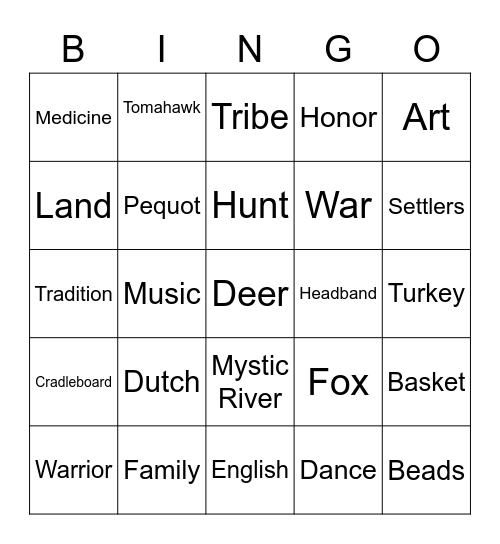 Native Bingo Card