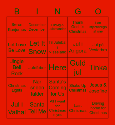 Julemusikbanko Bingo Card