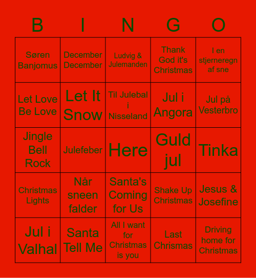 Julemusikbanko Bingo Card