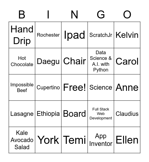 Preface Xmas Party Bingo Card