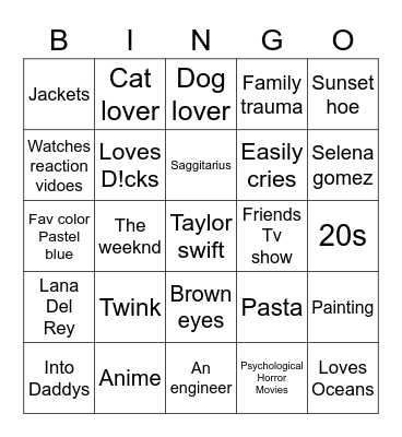 @cowboylikekiwii’s bingo Card