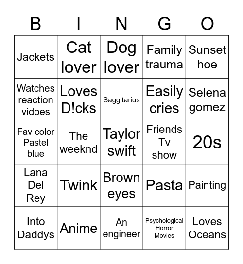 @cowboylikekiwii’s bingo Card