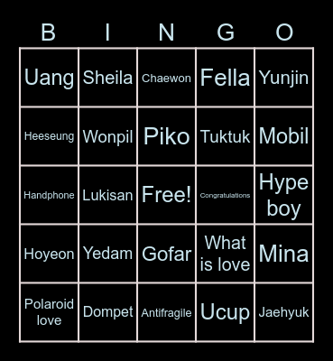 Heeseung’s Bingo Card