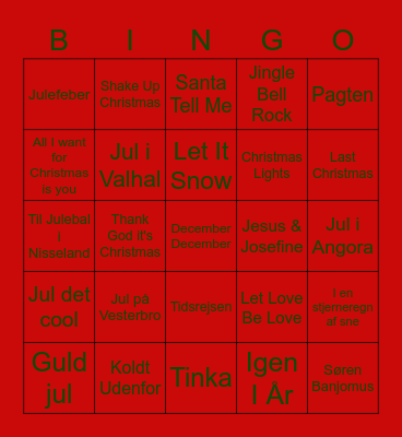 Julemusikbanko Bingo Card