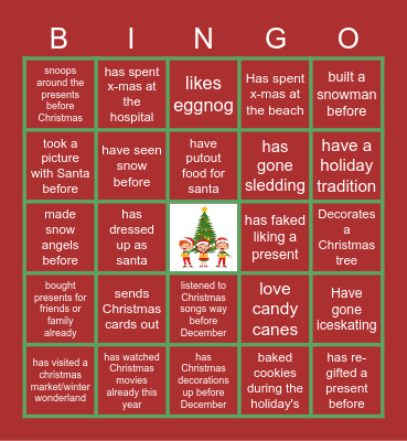 GCS Virtual holiday bingo Card