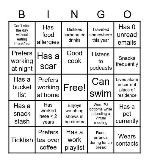 BINGO Card