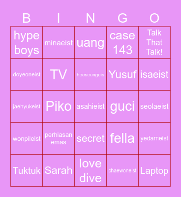 Minachan! Bingo Card