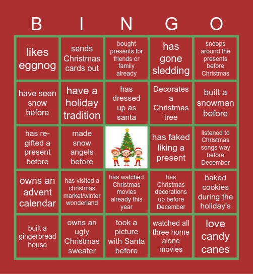 GCS PL Virtual holiday bingo Card