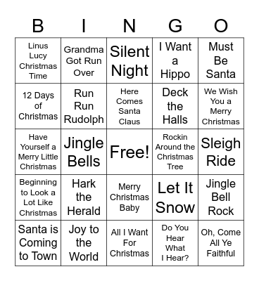 Christmas Singo Bingo Card