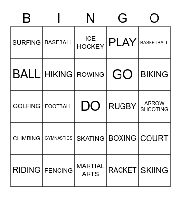 SPORTS Bingo Card