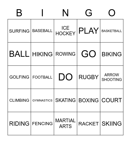 SPORTS Bingo Card