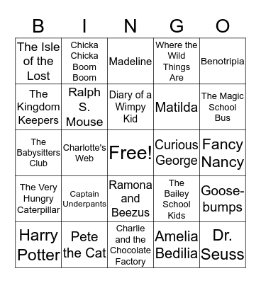 Our Favorite Books BINGO Card