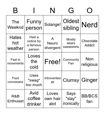 Riles Bingo Card