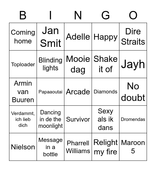 GMK Bingo Card