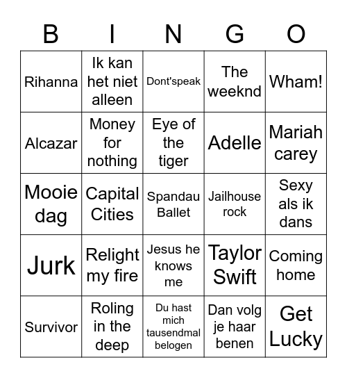 GMK Muziekbingo! Bingo Card