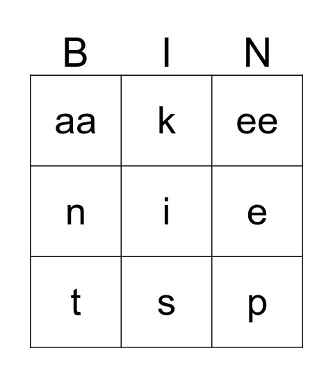 Deze letters ken ik al! Bingo Card