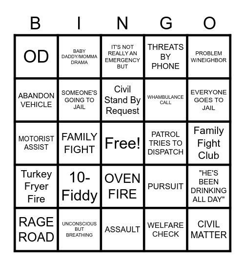 THANKSGIVING DISPATCH STYLE Bingo Card