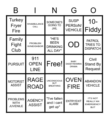 THANKSGIVING DISPATCH STYLE Bingo Card