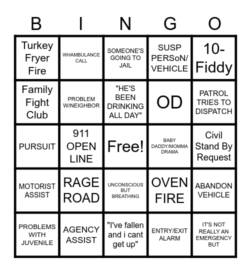 THANKSGIVING DISPATCH STYLE Bingo Card