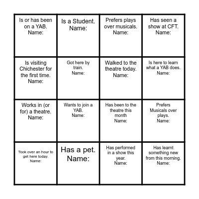 Find someone who.. Bingo Card