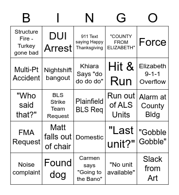 Thanksgiving Bingo Card