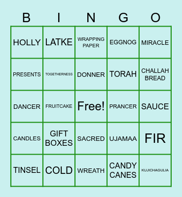 Bring on The Holiday! Bingo Card