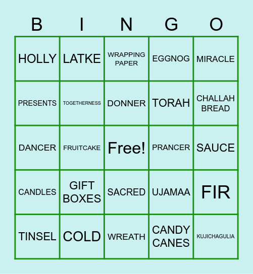 Bring on The Holiday! Bingo Card